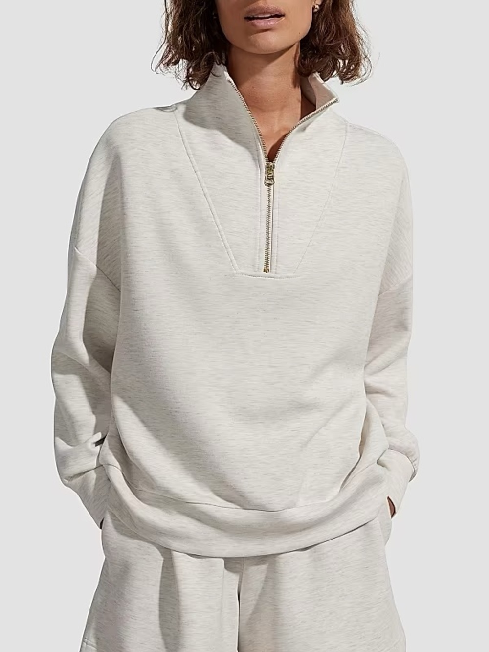 Varley Cream Quarter-Zip Sweater